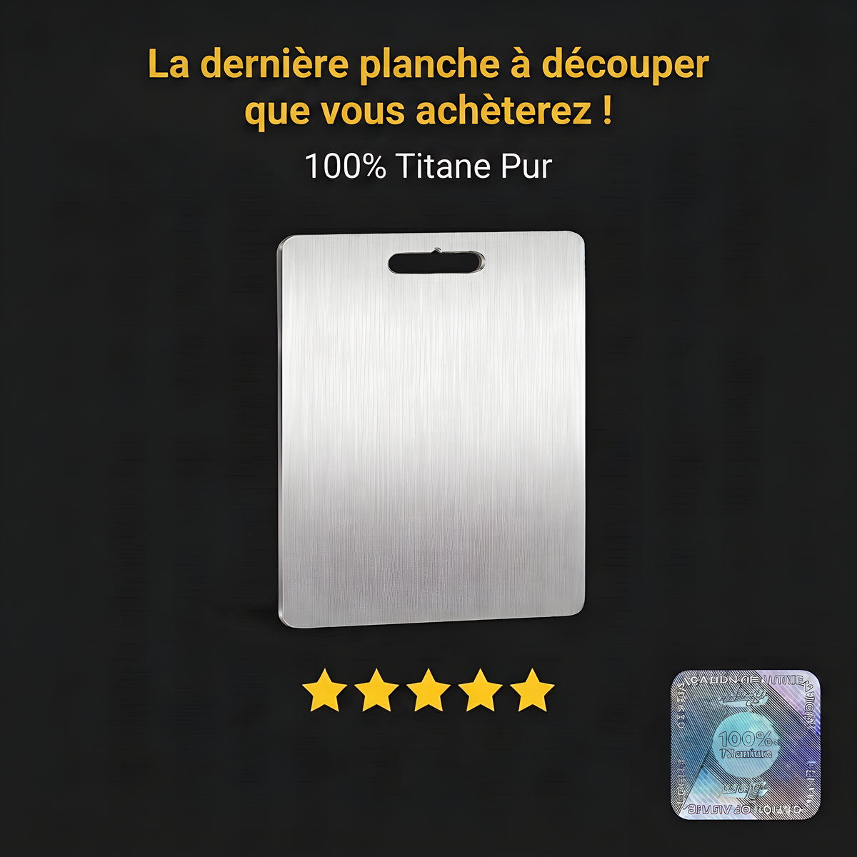 Teraanga Titane — Planche à découper 100 % titane pur